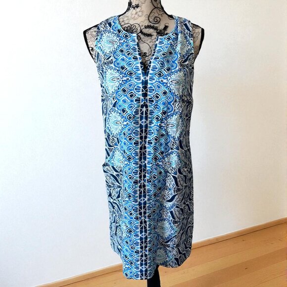 LILLY PULITZER Womens Blue Printed Shift Dress Sz 4 - Picture 1 of 7